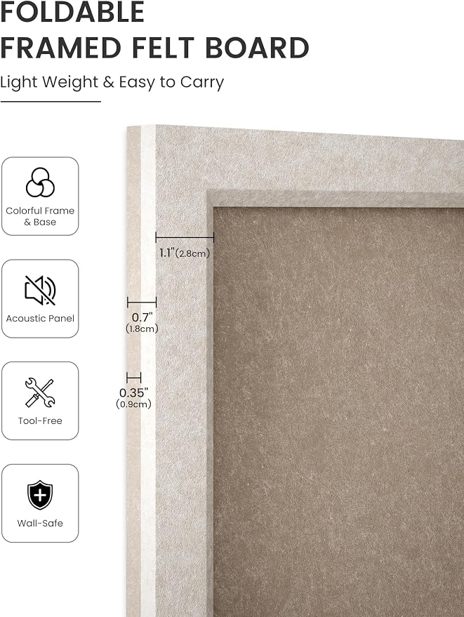 Fluxynara Bulletin Board with Oatmeal Frame, 23.6" x 17.5" Cork Board - Image 3