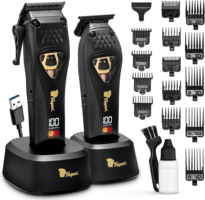 Fagaci Professional Hair Clippers for Men with DLC Blades and High Torque Vector Motor, Barber Clippers and Trimmers Set Zero Gap, 12000 RPM Hair Cutting Kit, Mens Haircut Cordless Clipper for Barber-DeskLoop Office