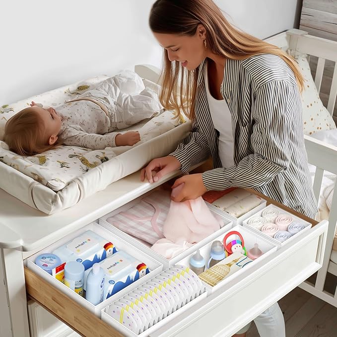 DIMJ Drawer Organizer Clothes - 20 Pack Closet Drawer Organizer Bins for Baby Clothes Storage, Fabric Dresser Organizer for Nursery Bedroom, Foldable Small Drawer Dividers for Underwear Socks-DeskLoop Office