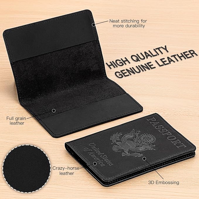 BIAOTIE Premium Leather Passport Holder Covers, Rfid Travel Wallet Passport - Image 2