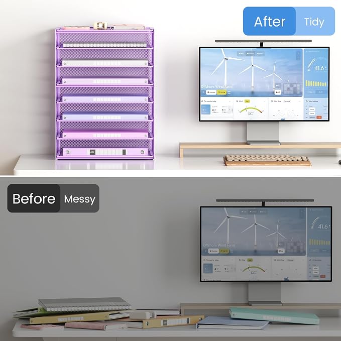 Lavatino 2 Pack 8-Tier Office Desk File Organizer, Letter Tray Paper Organizer - Image 6
