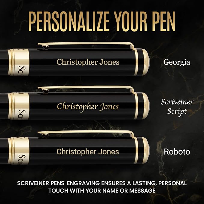 Scriveiner Personalized Black Ballpoint Pen - Image 2