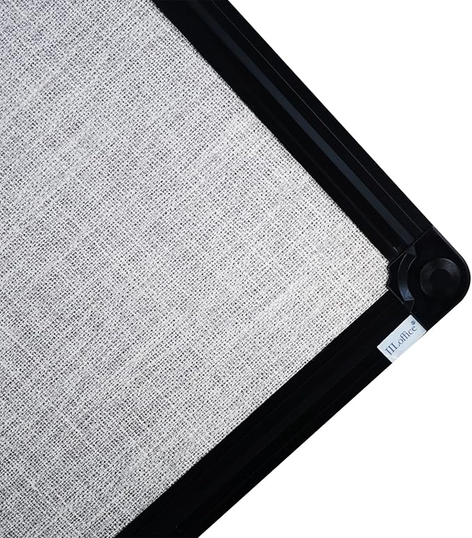 JILoffice Cork Linen Bulletin Board 36 X 24 Inch (Grey), Black Aluminum Frame Wall Mounted Board Memo Pin Board for Office Home and School-DeskLoop Office