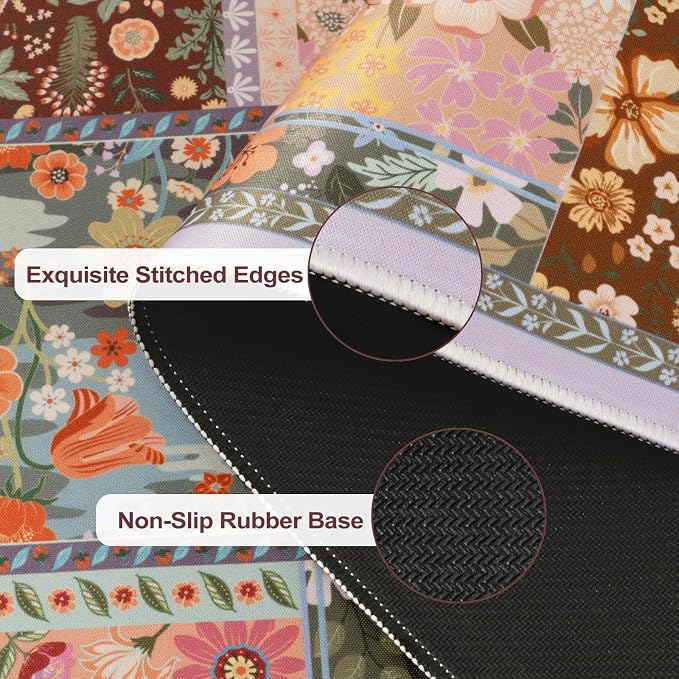 iCasso Floral Desk Pad Mat, Large Mouse Pad, Desk Matt - Image 4