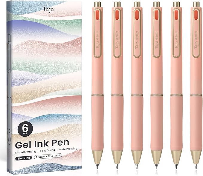 Taja Gel Pens, 0.5mm Fine Point Smooth Writing Pens by Taja