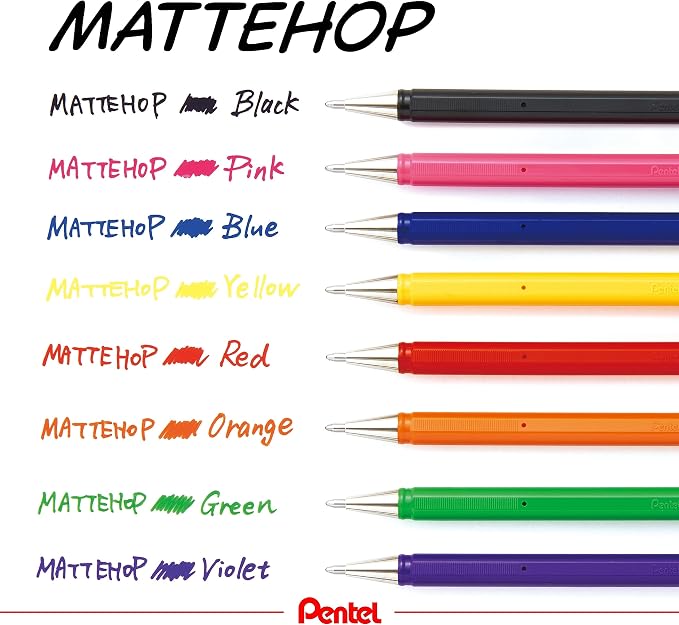 Pentel Mattehop 1.0mm Gel Roller 7pc Wallet - Image 11