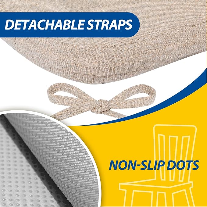 AAAAAcessories D-Shaped Chair Cushions, Machine-Washable Cover, Oatmeal Beige - Image 5