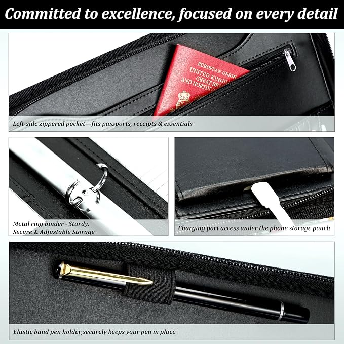 Leathario Portfolio Binder, Includes 5 Folder Index Dividers and 3 Notepads - Image 6