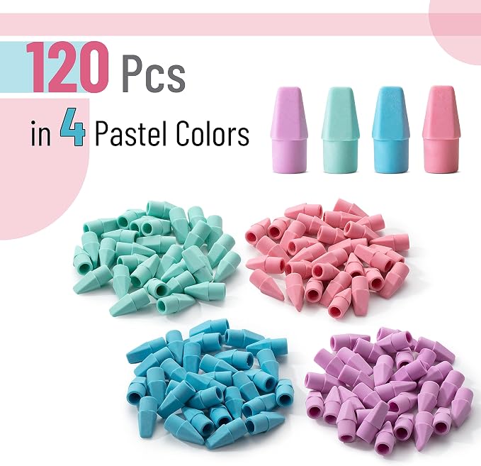 Mr. Pen- Pencil Erasers Toppers, 120 Pack, Latex Free, No Smudge | Mr Pen - Image 2