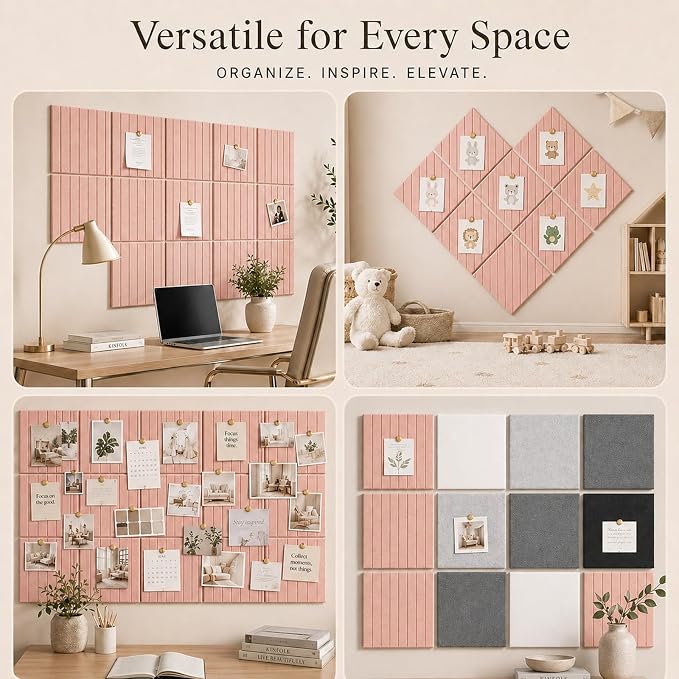 Stripe Felt Bulletin Board Tiles, Cork Board Alternative 48 x 36 in | 0.35 in - Image 6