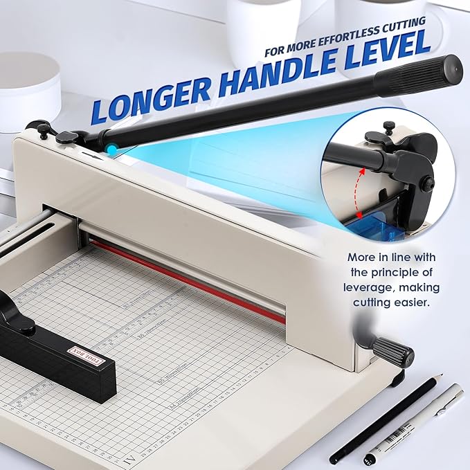 Heavy Duty A4 Paper Cutter 400 Sheet Thickness Cutting Capacity, 12 Inch Stack Guillotine Paper Cutter with 1 Replacement Blade, Stack Trimmer Suitable for Paper Leather Cardboard Nonwoven-DeskLoop Office