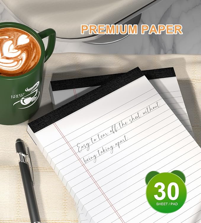 Note Pads 5x8 Small Legal Pads White Notepad, 6 Pack, Narrow Ruled Notepads - Image 4