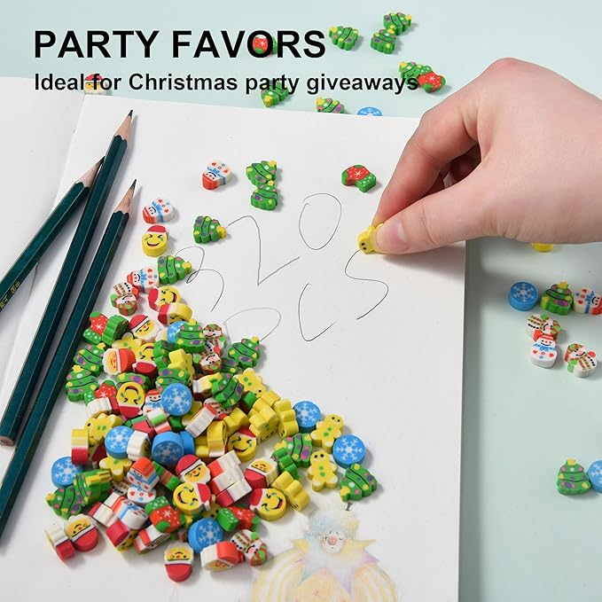 320pcs Mini Christmas Erasers for Kids Bulk, Cute Small Erasers for Christmas Party Favors Goodie Bags Stuffers Stocking Stuffers Holiday Gifts Classroom Rewards-DeskLoop Office
