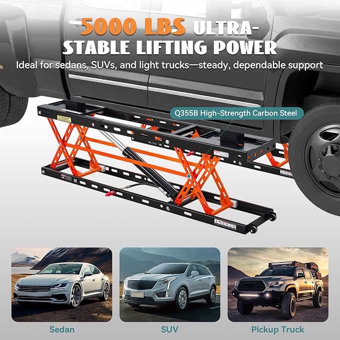 Jocisland 5000 lb Portable Car Lift, Q355B Steel Quick Jack Scissor Lift | 20.1 - Image 7