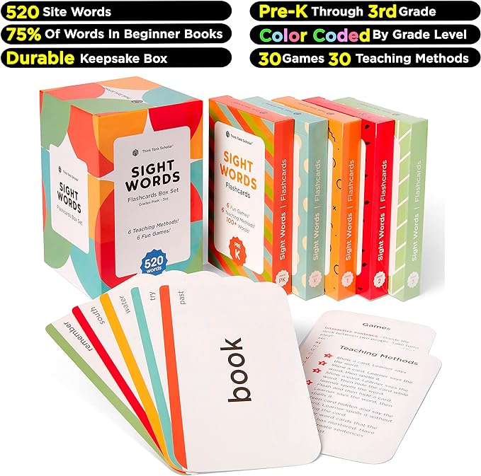 Award-Winning Sight Words Flash Cards – 520 High Frequency Words - Image 2