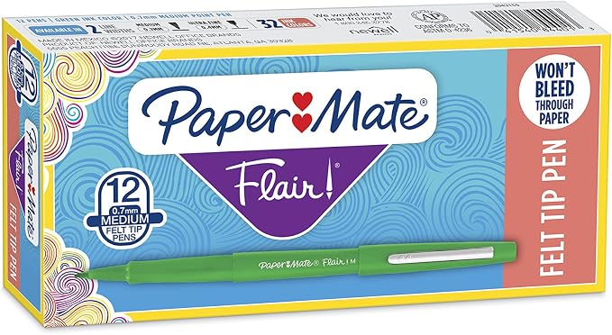 Paper Mate Flair Point-Guard Porous Point Pens 12 Green Pens - Image 10