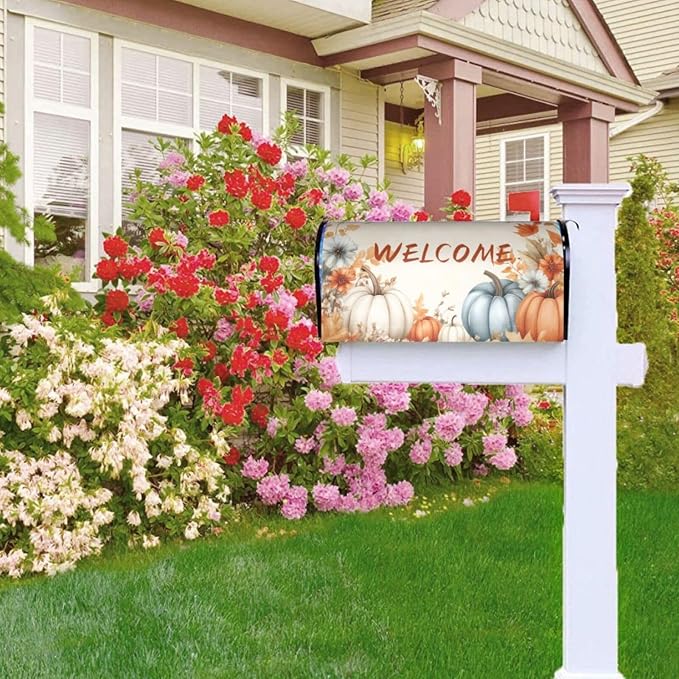 Autumn Pumpkin Welcome Magnetic Mailbox Cover, Fall Mailbox Wrap Decorative - Image 9