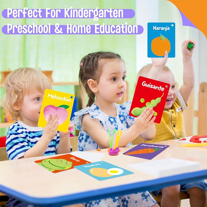 51 PCS Spanish Baby Cognitive Flashcards, Double Sided Printed 7 in 1 Colorful - Image 5