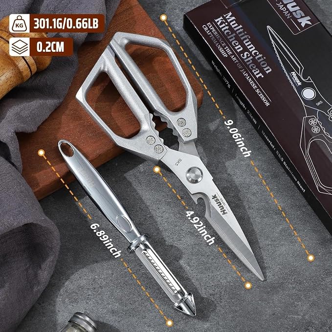 Huusk Kitchen Scissors and Potato Peelers Set, Stainless Steel Cooking Shears - Image 6