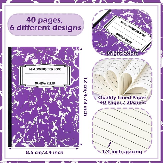 Eersida Mini Composition Notebook Composition Books Small Marble Note Books - Image 6