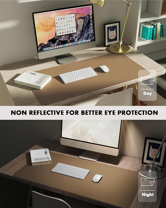 YSAGi Double-Sided Desk Pad, 35.4"x17"Leather Desk Mat, Eco Cork Desk Pad - Image 7