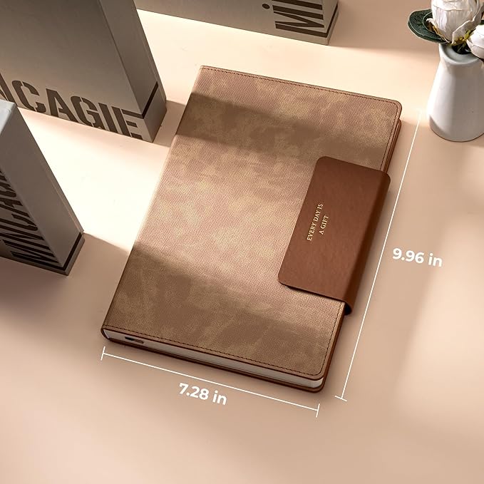 Leather Journal for Men 320 Pages B5 Large Journaling Notebooks with 100 GSM Thick Paper Journals for Writing Notebook for Men & Women with Buckle Closure Work Diary, 7.28" x 10.23", Brown-DeskLoop Office