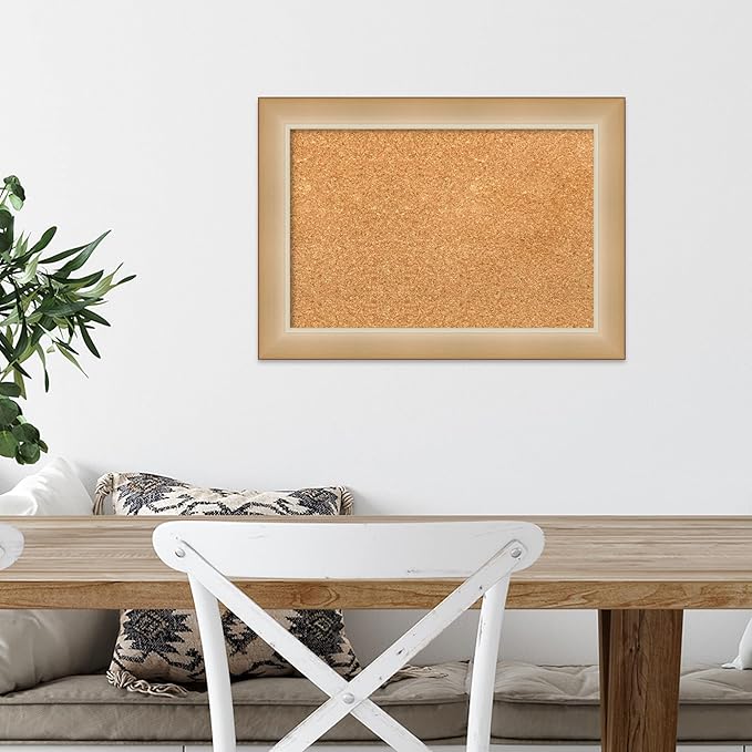 Amanti Art Natural Cork Board for Wall, 15x21 Vision Board with Gold Frame, Small Corkboard Office Decor for Home Organization, Modern Corkboard Pinboard to Display Items for Home Organization in-DeskLoop Office