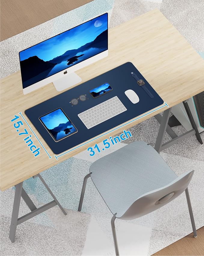 Leather Desk Pad Blotter, Mouse Pad, Office Desk Mat, Non-Slip PU Leather Desk - Image 7
