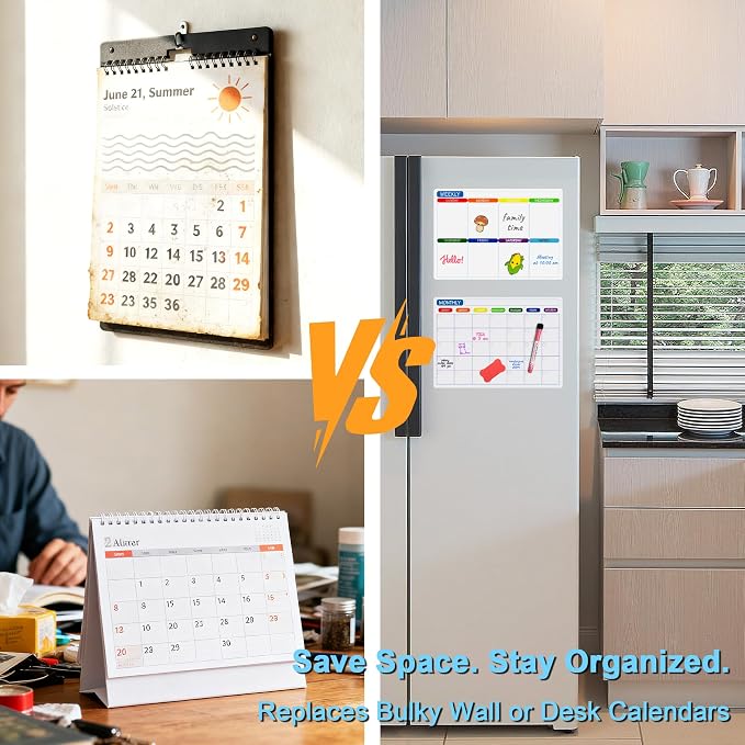 Kiditos Magnetic Calendar for Refrigerator, Dry Erase Whiteboard Set, Weekly & - Image 7