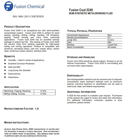 Machining, and Cutting Fluid | Fusion Cool 2240 | General Purpose Coolant - Image 5