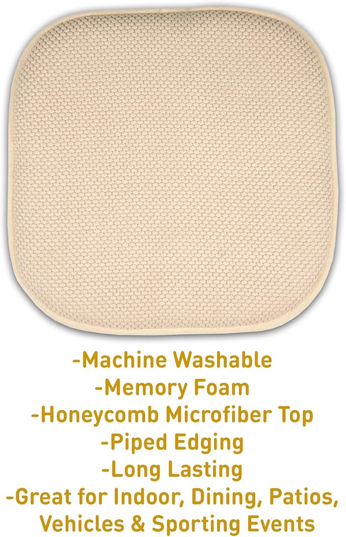 Sweet Home Collection Memory Foam Honeycomb Nonslip Back 16" x16" Chair/Seat - Image 3