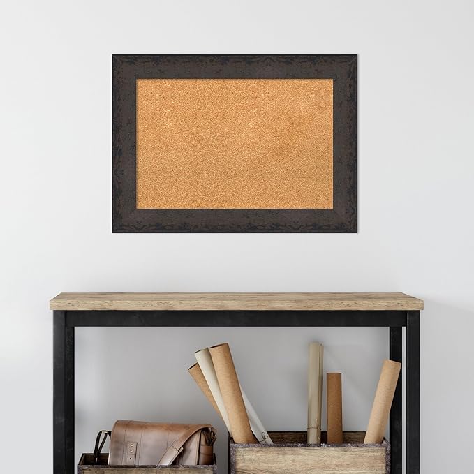 Amanti Art Natural Cork Board for Wall, 21x29 Vision Board with Black Wood Frame, Medium Corkboard Office Decor for Home Organization, Modern Corkboard Pinboard to Display Items for Home Organization-DeskLoop Office