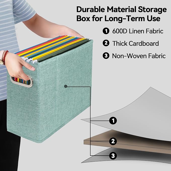 6 Packs Letter Size File Organizer, File Folders Organizer, Fabric Storage Box - Image 3