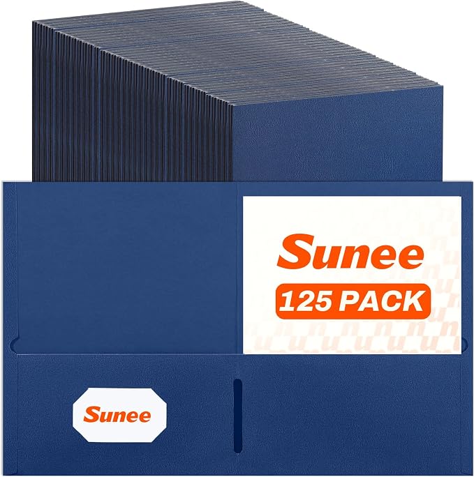 SUNEE Folders with Pockets, 2 Pocket Folders Fit Letter Size Paper, Paper File by SUNEE