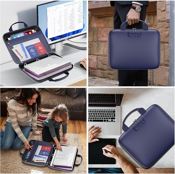 Binder Folders Organizer with 20 Pack Heavyweight Plastic Pockets, Fireproof - Image 9