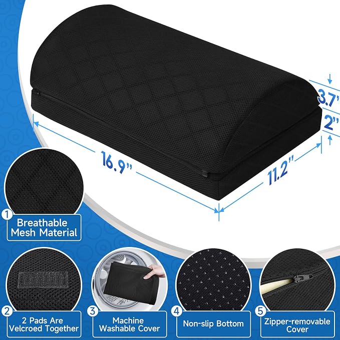 CushZone Foot Rest for Under Desk at Work Adjustable Foam for Office and Home - Image 2