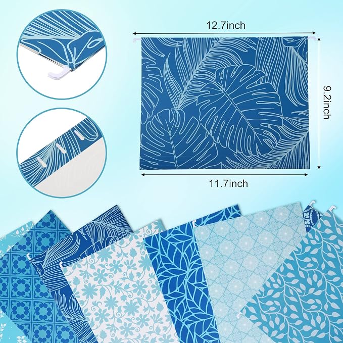Estune 32 Pcs Blue Decorative Hanging File Folders Letter Size Cabinet File - Image 2