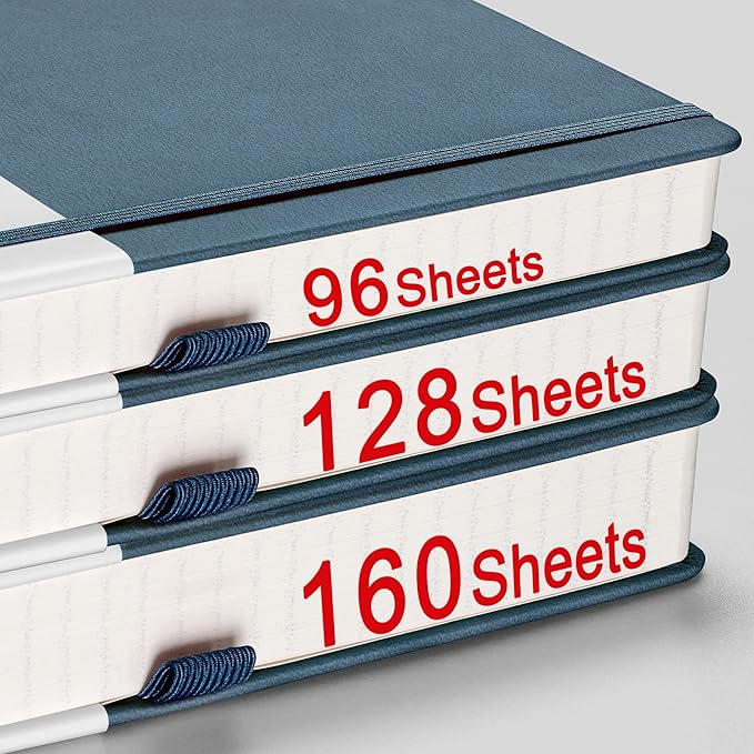 AHGXG Graph Paper Notebook - 320 Pages Grid Notebook Thick Journal A5, 100gsm Thick Graph Paper, Leather Hardcover, Inner Pocket,5.75'' × 8.38''- GrayBlue-DeskLoop Office
