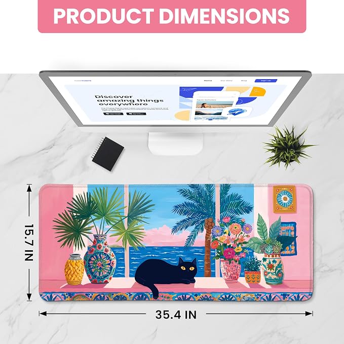 Aesthetic Desk Mat, Cute Quiet Cat Desk Pad Protector - Image 2