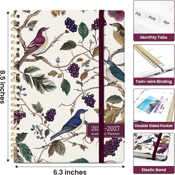 Planner 2026–2027, Academic Monthly Weekly Spiral Calendar, July 2026 – June - Image 4