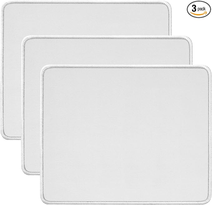 JIKIOU 3 Pack Mouse Pad with Stitched Edge, Portable Size-10.2x8.3in Blank | by JIKIOU