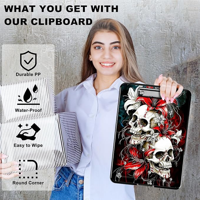 Red Lily Skull A4 Clipboard - Image 2