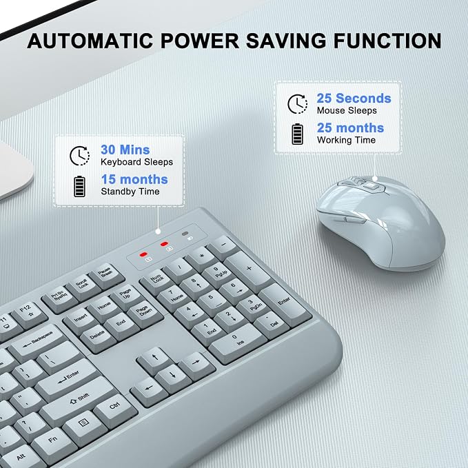 Wireless Keyboard and Mouse Combo, ULSOU 2.4G Full-Sized Ergonomic Computer - Image 5