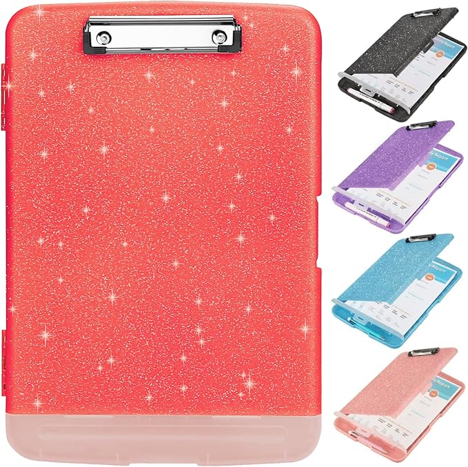 Glitter Clipboard with Storage, Storage Clipboard with Pen Holder, A4 Binder by SFLHHDM