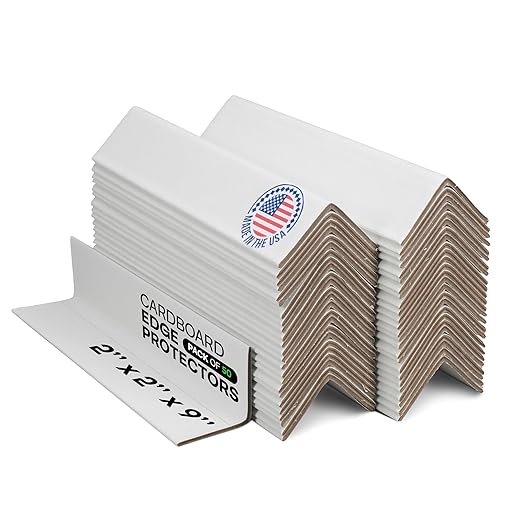 IDL Packaging - CEP-9-M Cardboard Edge Protector 2" x 2" x 9", Pack of 50 – White Kraft Cardboard Corner Protectors for Shipping – V-Board Reinforced Pallet Edge Protector-DeskLoop Office
