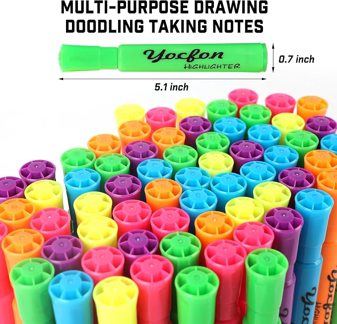 Yocfon Highlighters 90 Pack, Chisel Tip, Tank Style Highlighters Assorted - Image 4