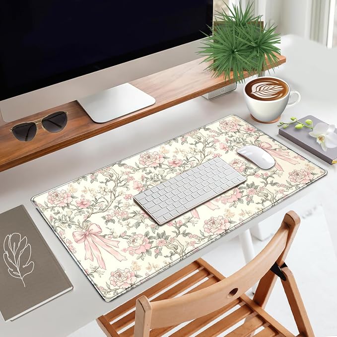 Floral Desk Mat Vintage Chinoiserie Large Mouse Pad Coquette Aesthetic Office - Image 2