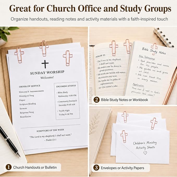210 Pack Rose Cross Paper Clips, Decorative Paper Clips and Bookmarks - Image 4