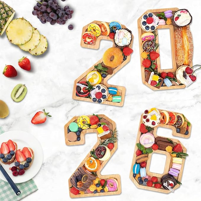 4PCS Wooden Graduation Decorations Number Charcuterie Board Box- 2026 - Image 2