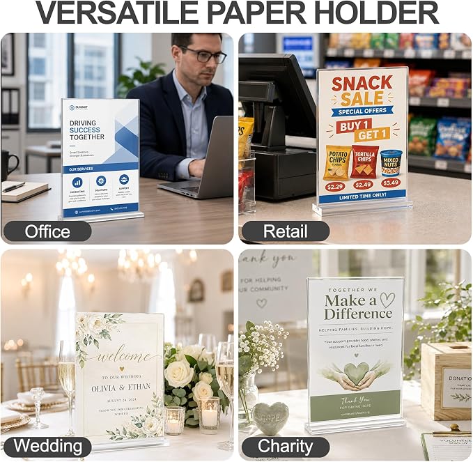 Daofary Acrylic Sign Holder 8.5 x 11, 18 Pack Double-Sided Stand up Table Top - Image 6